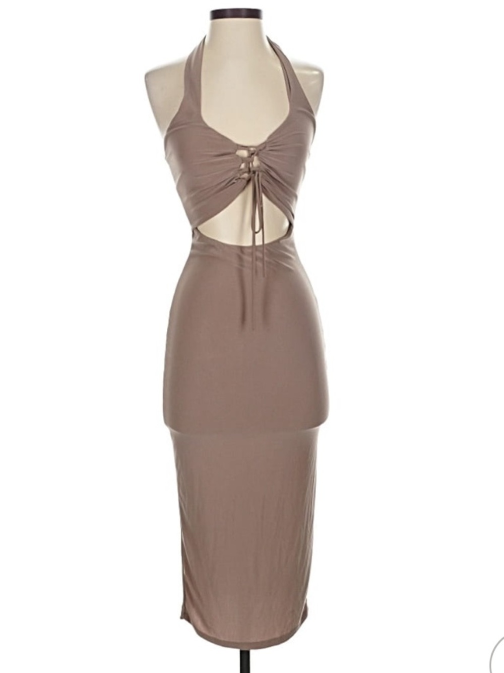 Spring Haze Cutout Midi Skirt in Taupe